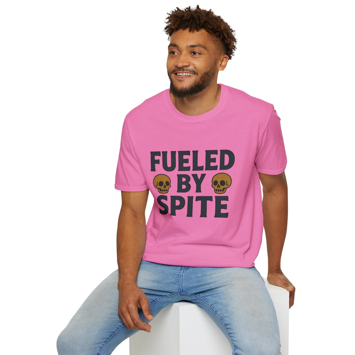Fueled by Spite Unisex Softstyle T-Shirt, Funny Graphic Tee, Goth Aesthetic Shirt, Gifts for Spiteful Friends, Casual Wear