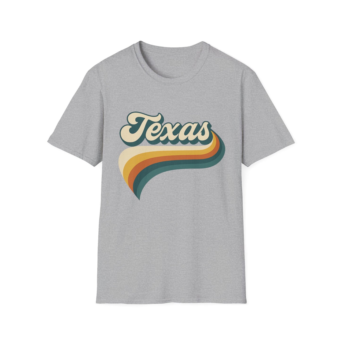 Retro Texas Shirt – Vintage Style Texas Wave Tee • Gildan Softstyle® Unisex Comfort • Gift for Texans • Groovy Southern State Pride Shirt