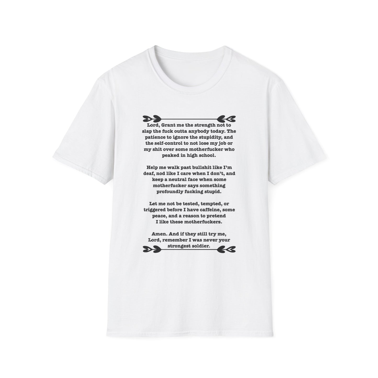 ClancyTees Serenity Prayer T Shirt Funny Profane Graphic Tee Sarcastic Office Humor Shirt