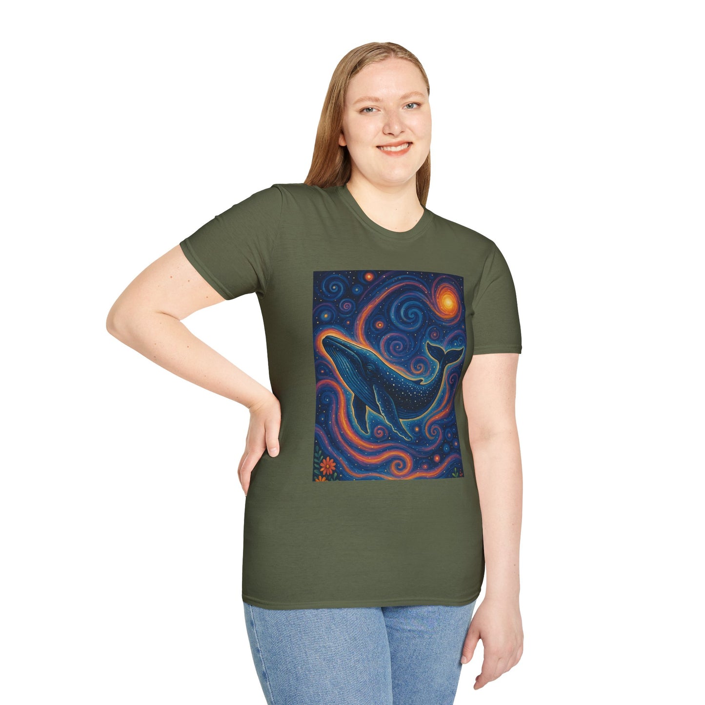 Cosmic Whale T-Shirt – Surreal Space Ocean Graphic Tee – Spiritual Whale Shirt Gift for Dreamers, Stargazers, Nature Nerds & Trippy Art Collectors