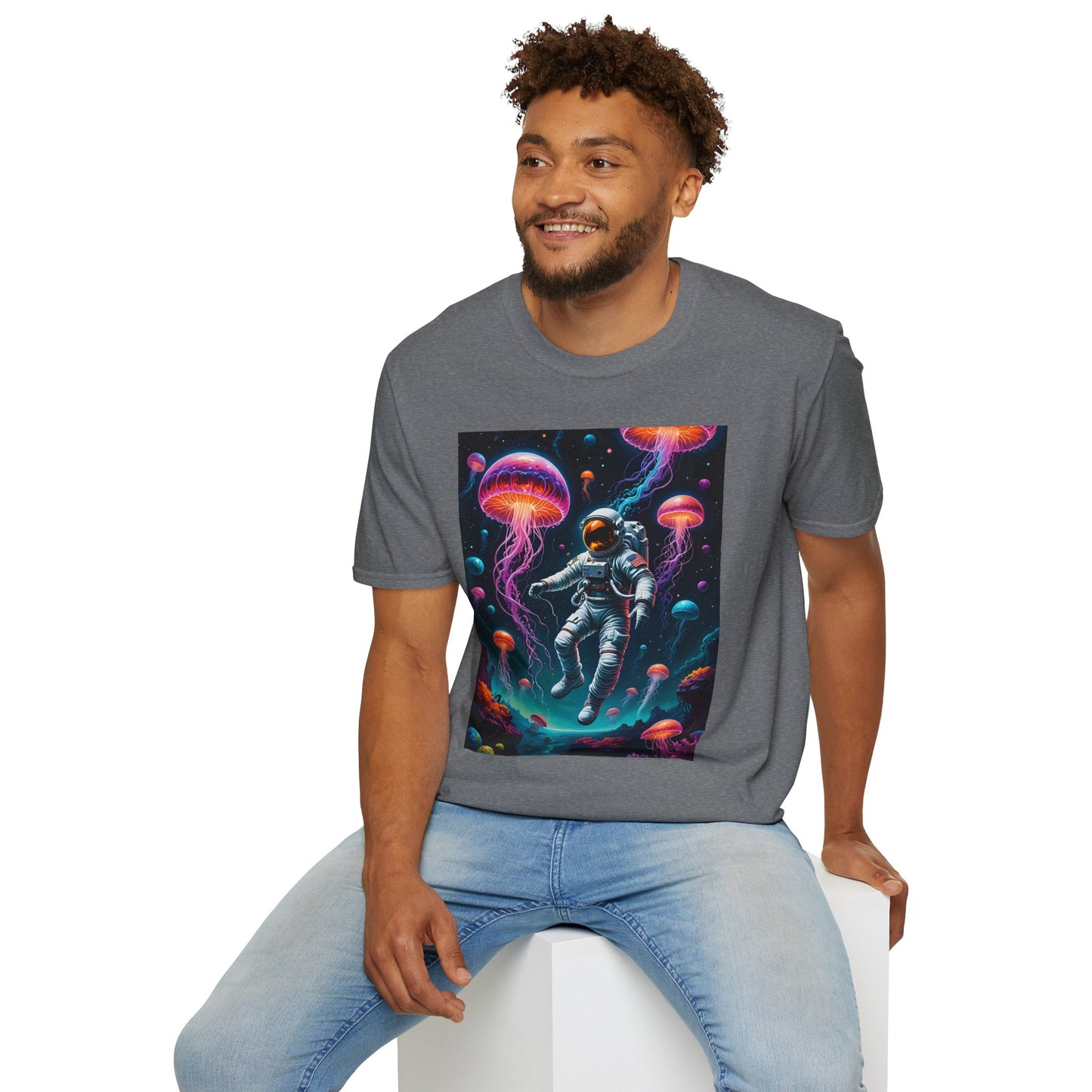 Cosmic Jellyfish T-Shirt, Astronaut Tee, Space Lover's Apparel, Unique Gift, Unisex Softstyle Shirt