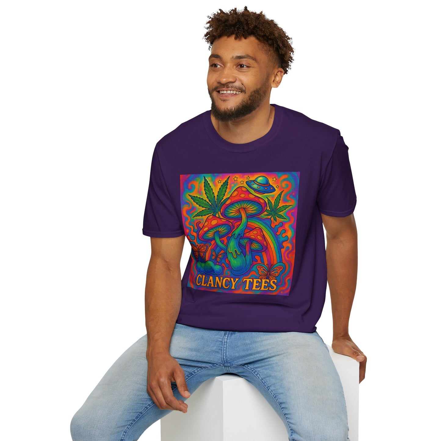 Colorful Psychedelic T-Shirt, Fun Graphic Tee for Music Festivals, Unique Gift for Friends, Retro Style Shirt, Unisex Softstyle Tee