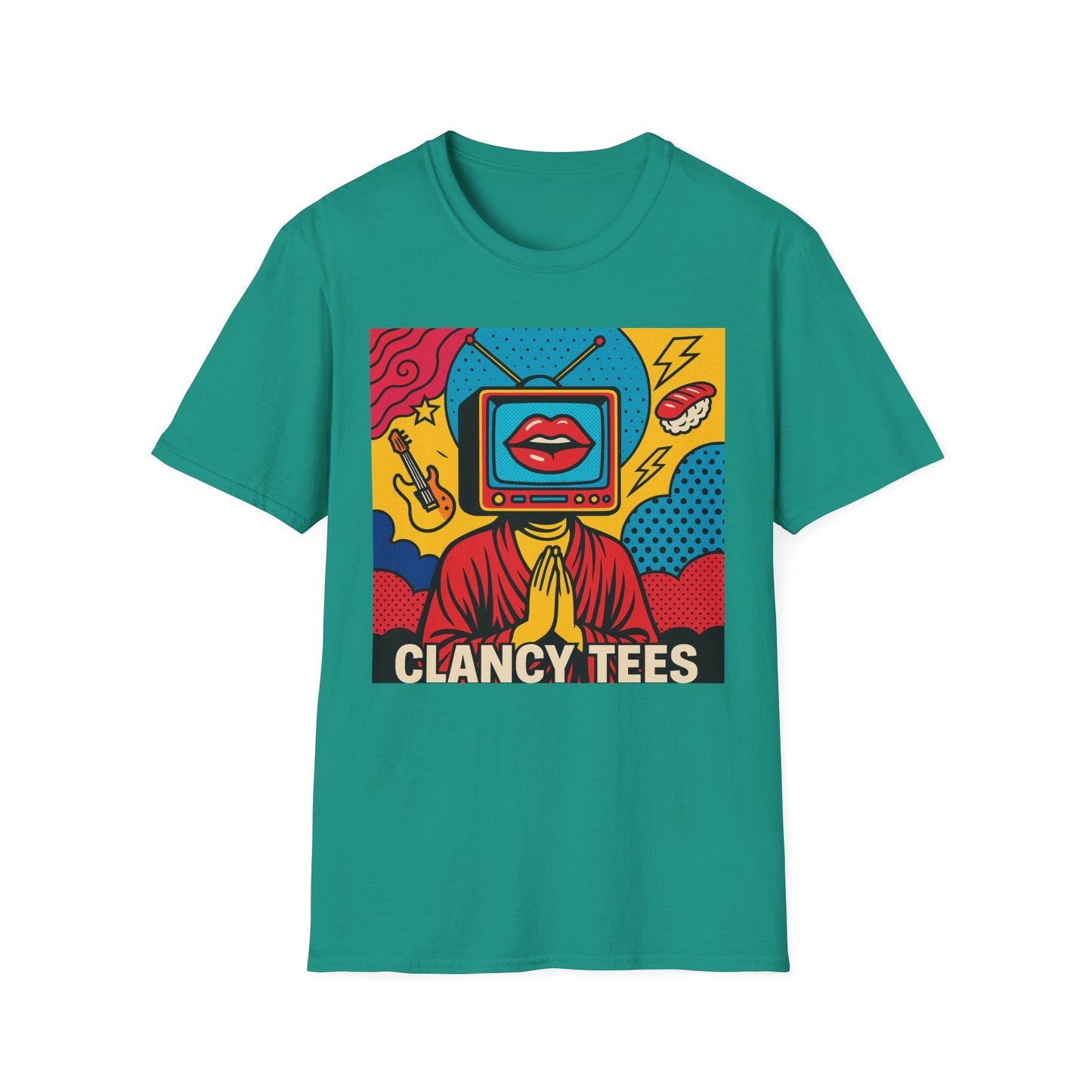 Pop Art TV Head T Shirt for Creatives Graphic Tee for Artists Gift for Surreal Art Lovers Unisex Visual Commentary Shirt