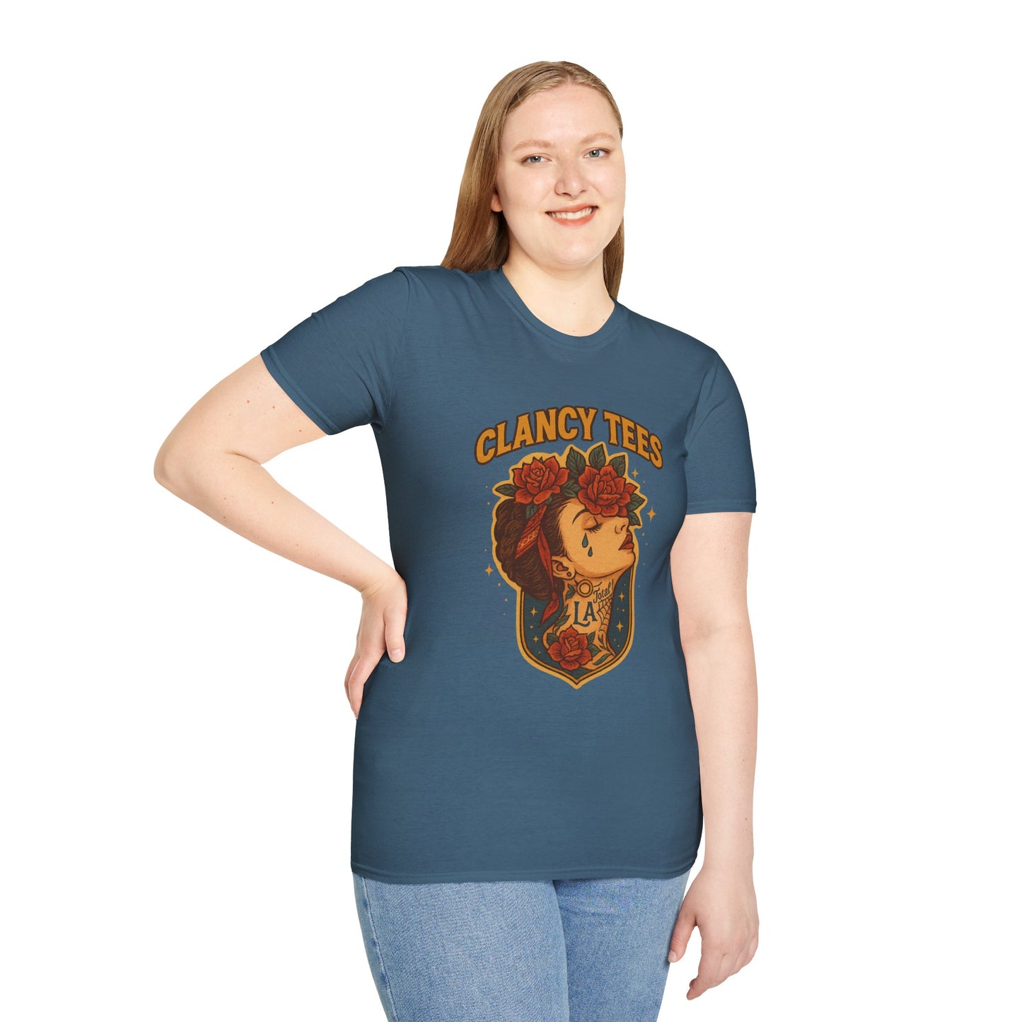 Unisex Tattoo Graphic Tee with Floral Design, Casual Everyday Wear, Gift for Friends, Fashionable Lounge Top, Cute Summer Shirt