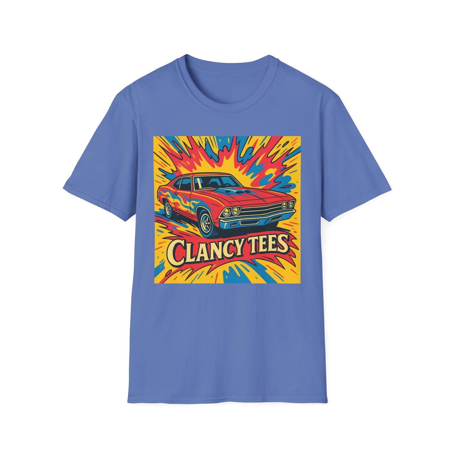 Muscle Car Graphic Tee with Retro Flames | Vintage Car Lover T-Shirt | Gift for Gearheads & Classic Ride Fans | Bold Hot Rod Shirt