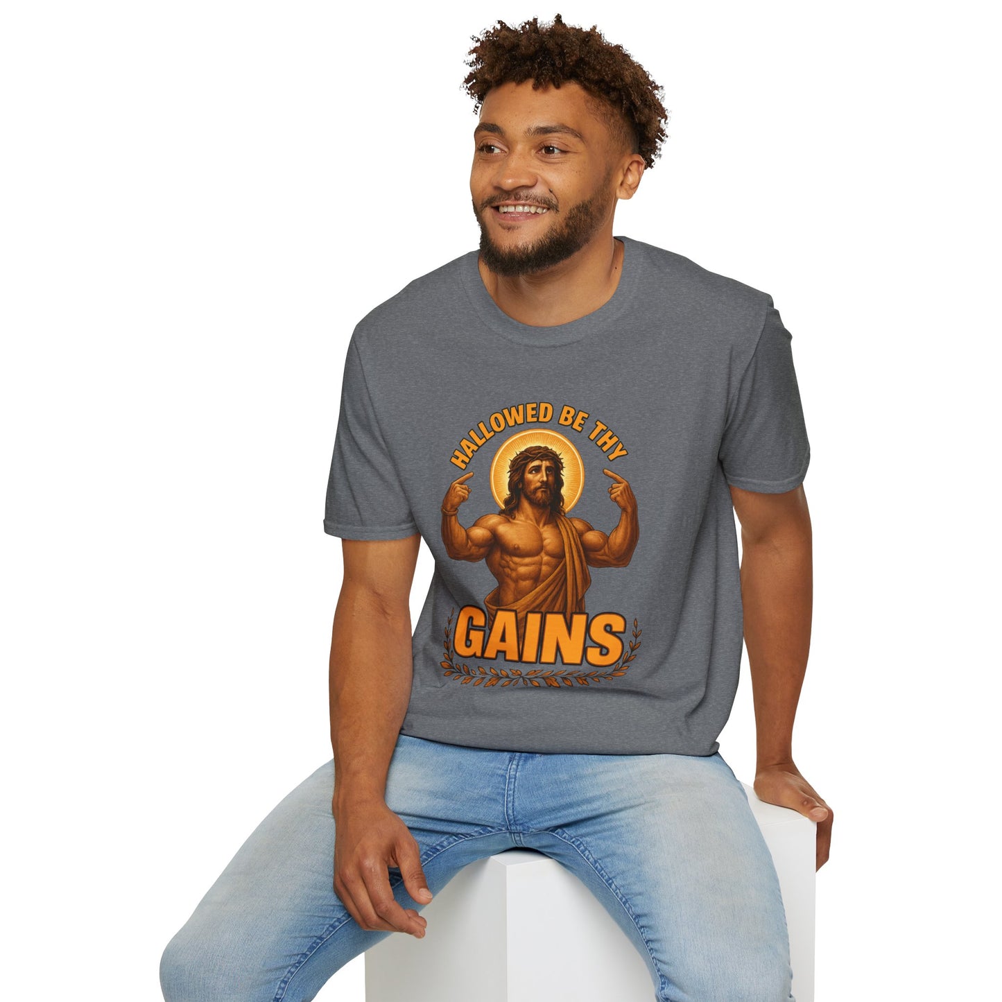 Jesus Gains Unisex T-Shirt, Funny Fitness Tee, Motivational Gym Shirt, Workout Apparel, Religious Gift, Christian Humor Clothing