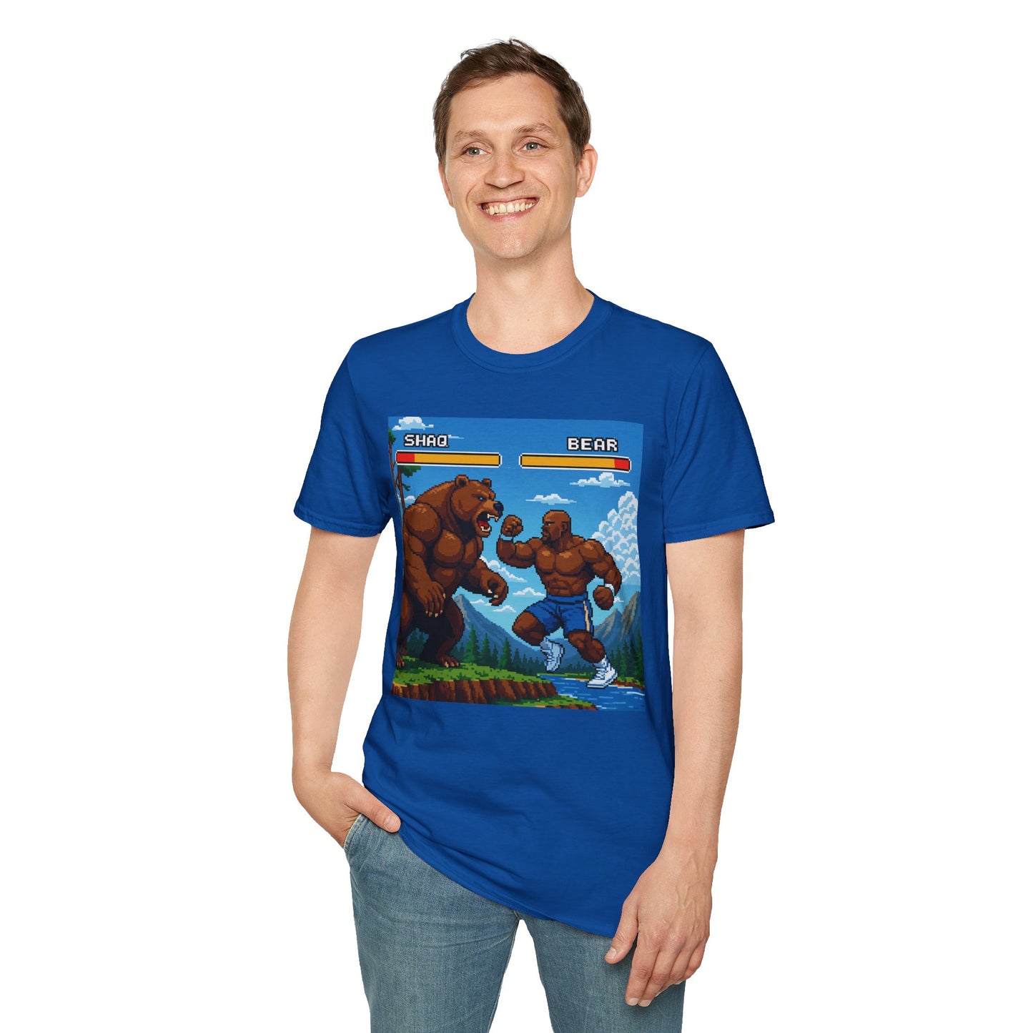 Shaq vs Bear Funny T-Shirt | Retro Arcade Fighter Tee | Gift for Gamers & 90s Kids | Weird Animal Combat Shirt