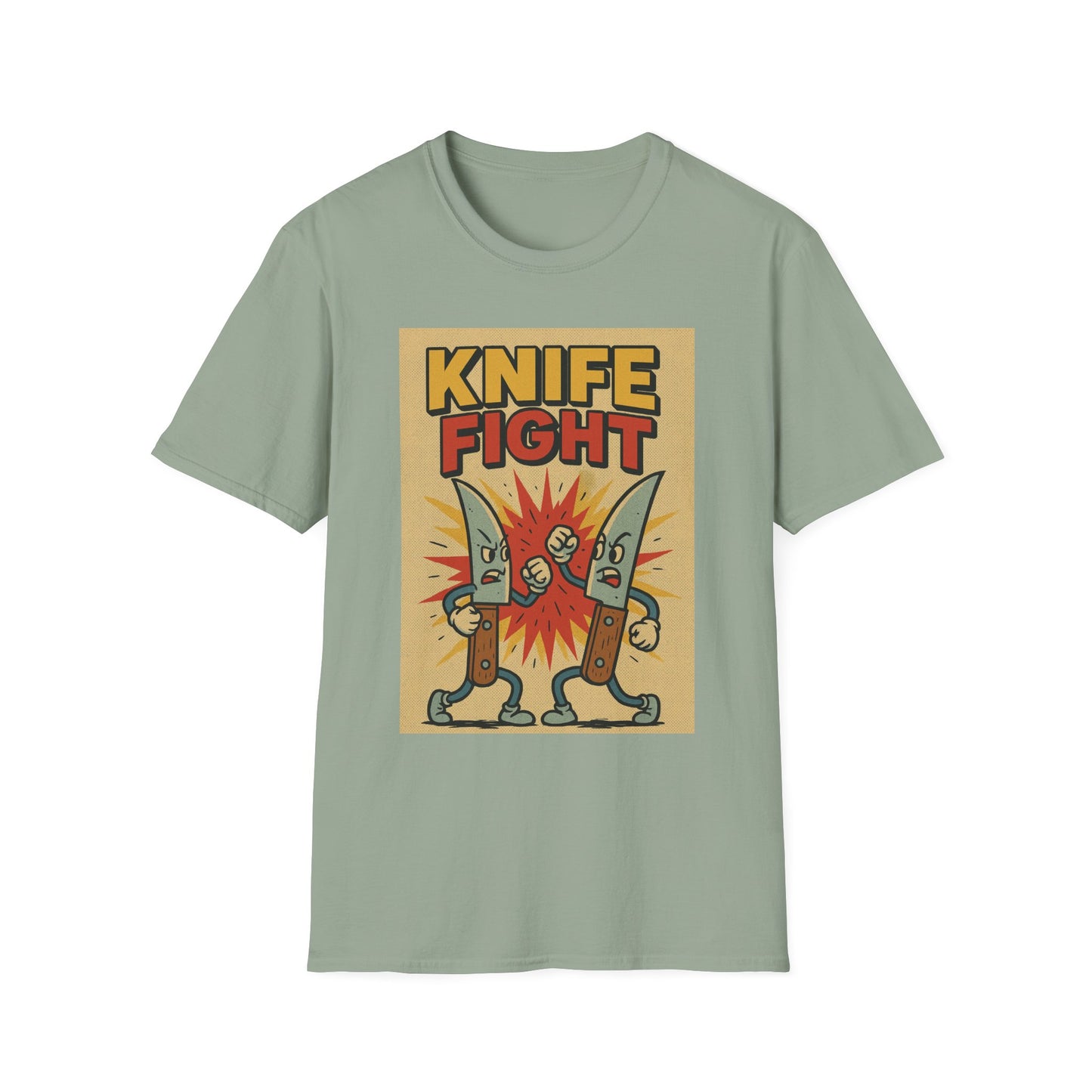 Retro Knife Fight Graphic T-Shirt, Funny Tee, Casual Unisex Clothing, Gift for Him or Her, Unique Humor Shirt