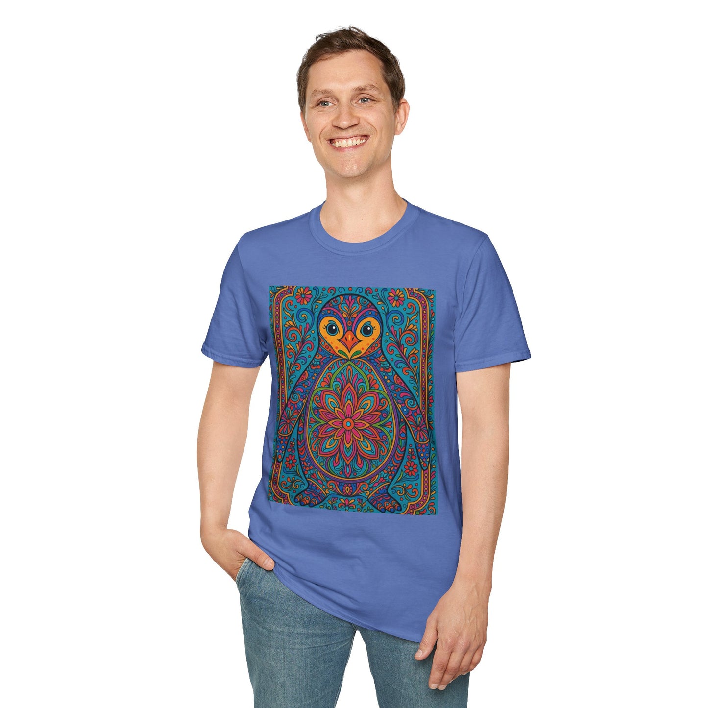 Trippy Penguin Mandala T-Shirt – Psychedelic Animal Tee – Funny Gift for Nature Lovers – Penguin Shirt for Hippies, Weirdos, and Mandala Fans