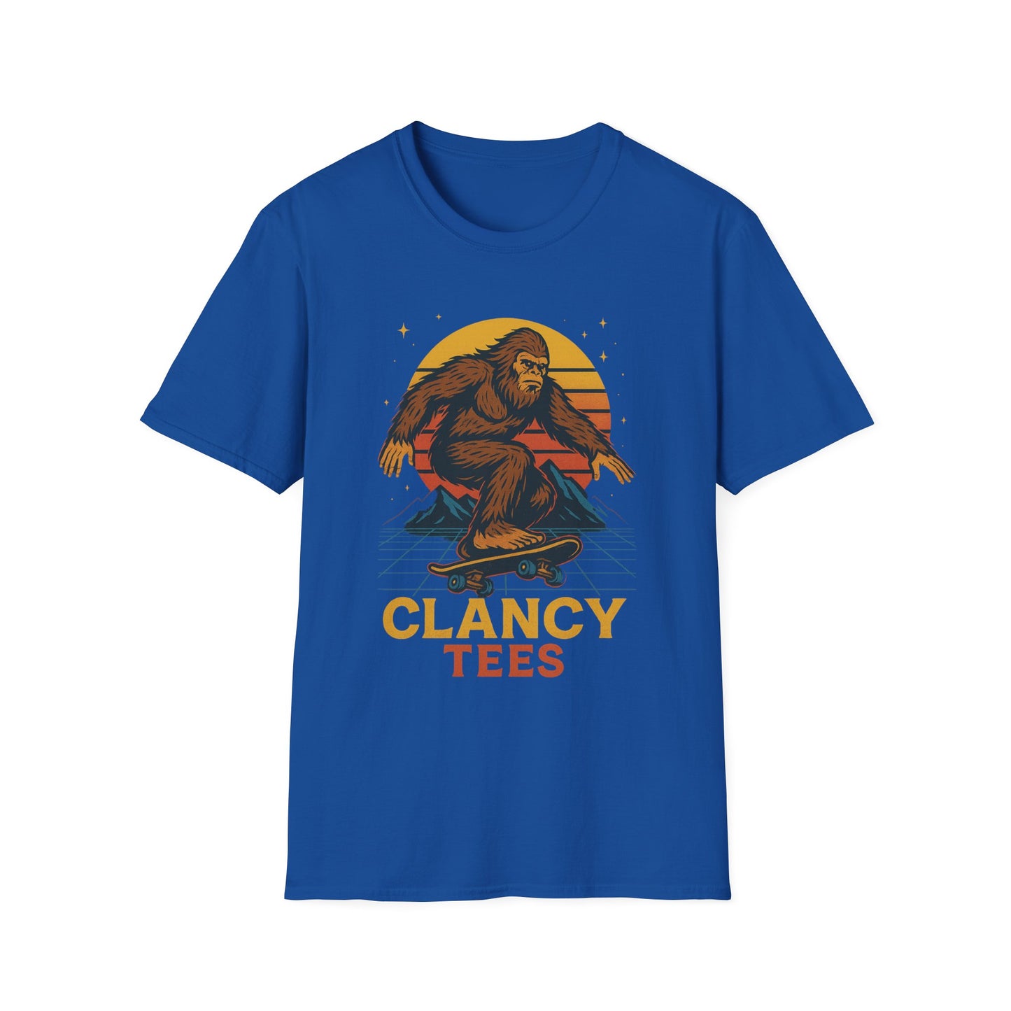 Bigfoot Skateboard Unisex T-Shirt, Retro Graphic Tee, Funny Gift for Skaters, Adventure Lovers, Summer Apparel, Men's and Women's Fashion
