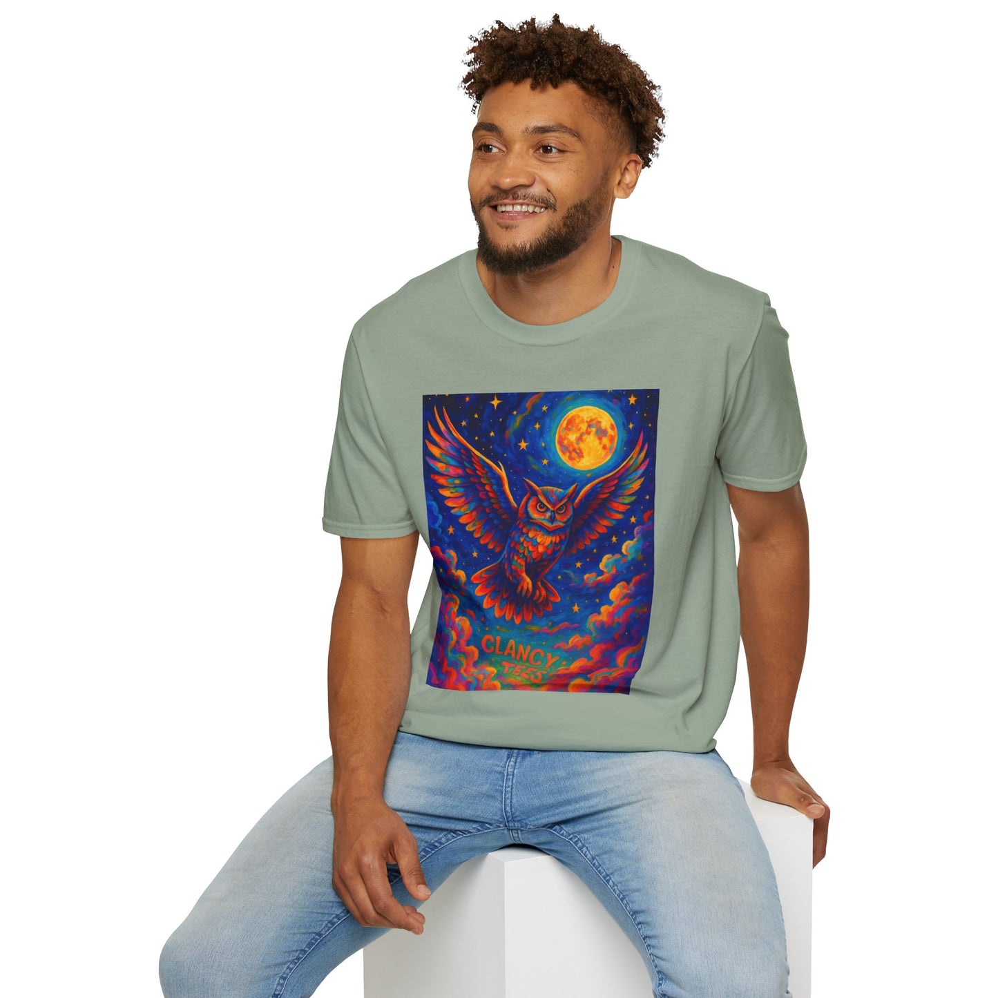 Psychedelic Owl T-Shirt Trippy Full Moon Graphic Tee | Surreal Bird Aesthetic Shirt | Gift for Dreamers and Night Owls | Bold Fantasy Art Top
