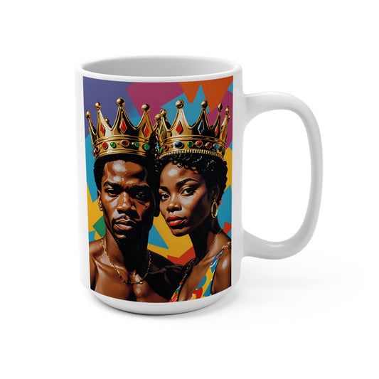 Black King And Queen Coffee Mug Royalty Crown Art Cup Gift For Couples