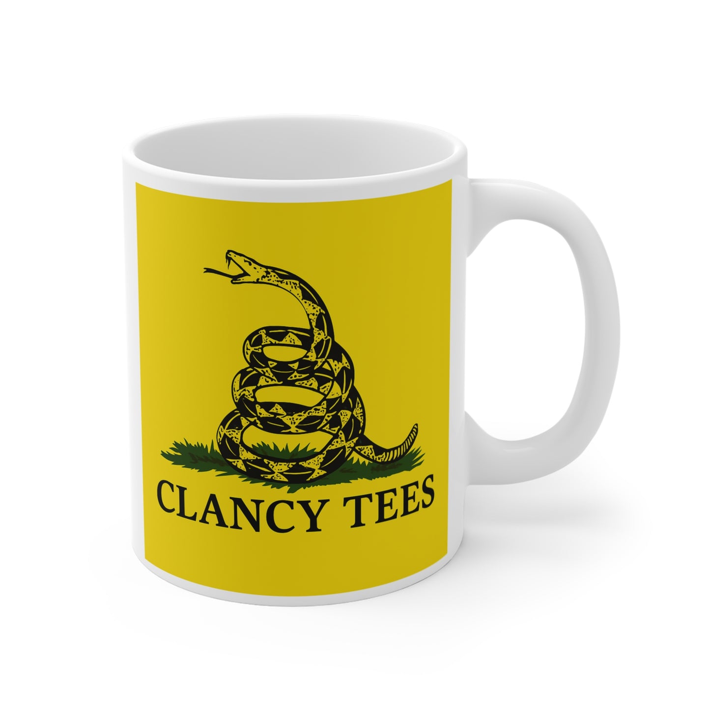 Don’t Tread On Clancy Tees Coffee Mug Funny Snake Graphic Ceramic Mug Patriotic Novelty Gift