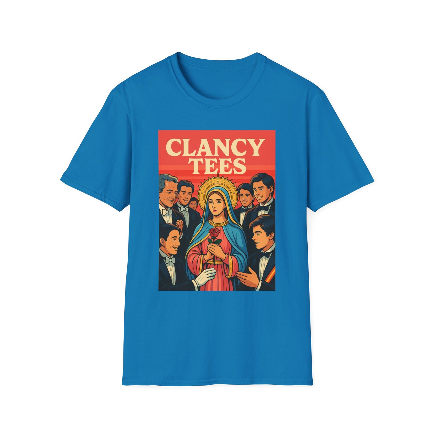 Vintage Virgin Mary Graphic T-Shirt, Softstyle Madonna Tee for Casual Wear, Perfect Gift for Holidays, Retro Clothing, Unisex Tees