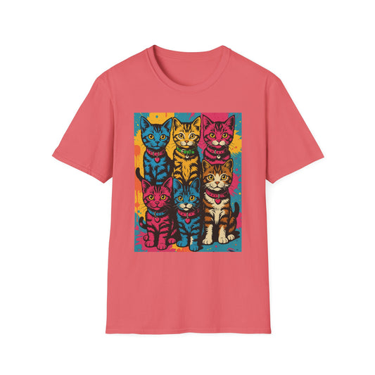 Rainbow Cats Art Shirt – Colorful Cat Lover Tee for Feline Fans – Funny Gift for Cat Moms, Pet Parents, Weird Cat People & Whimsical Animal Aesthetic