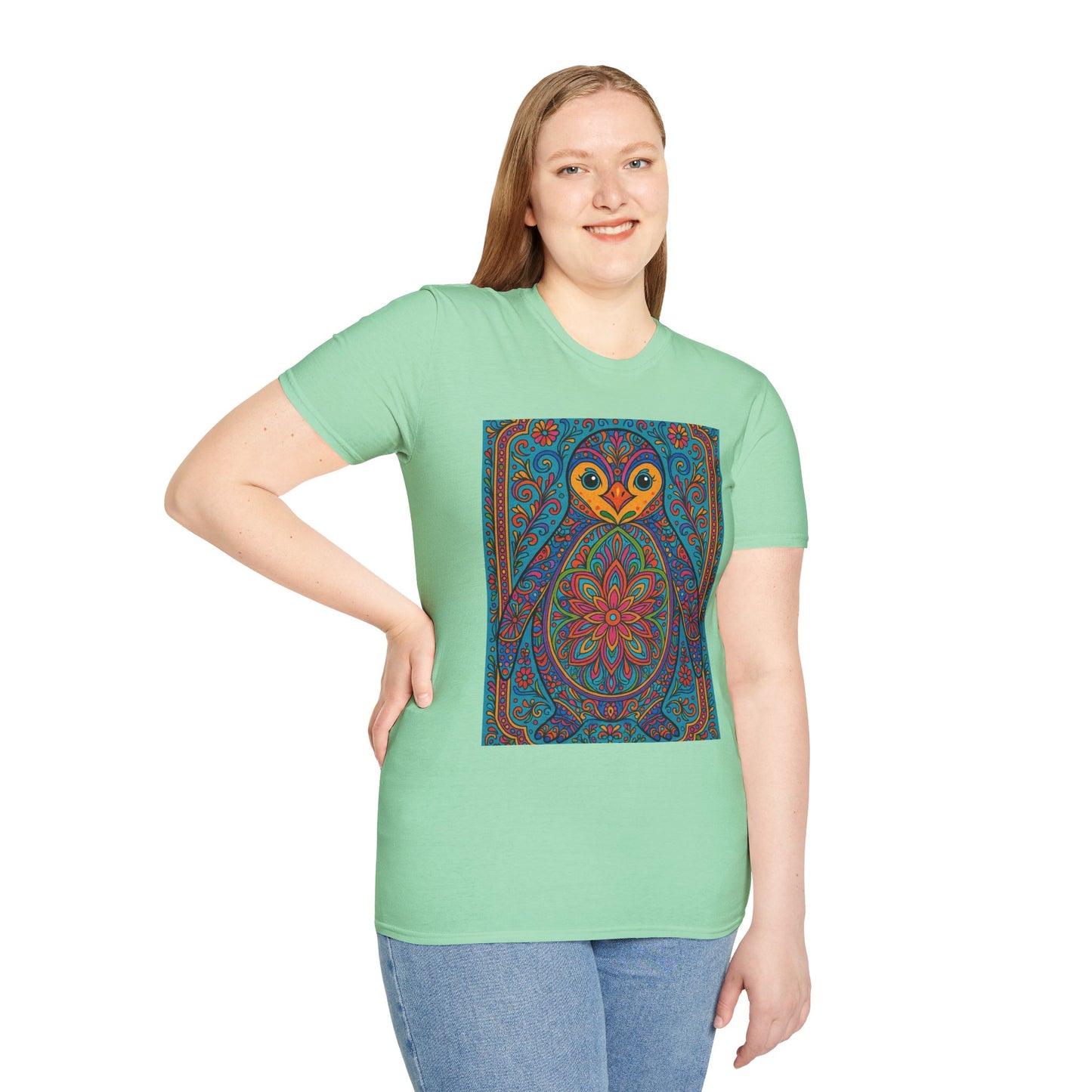 Trippy Penguin Mandala T-Shirt – Psychedelic Animal Tee – Funny Gift for Nature Lovers – Penguin Shirt for Hippies, Weirdos, and Mandala Fans