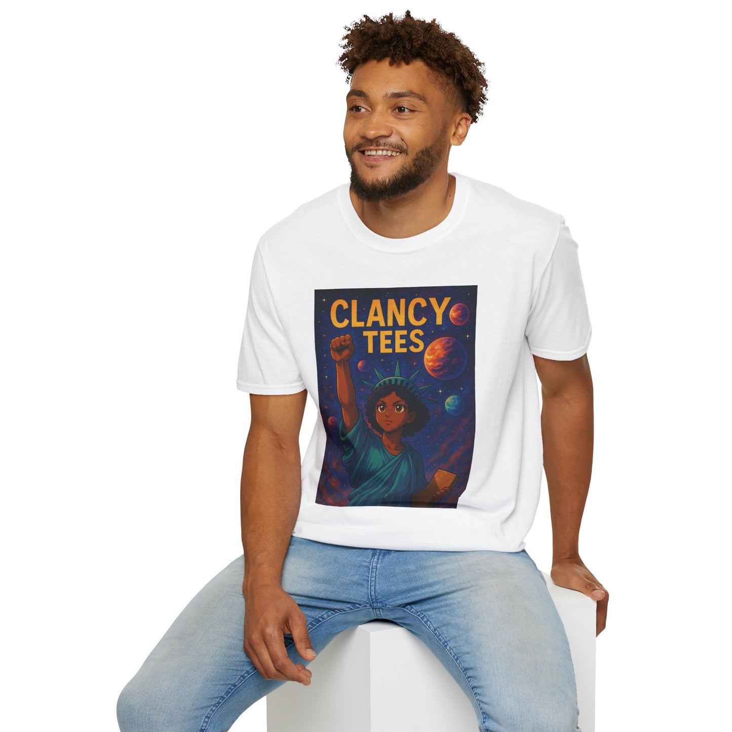Empowerment Liberty Graphic T-Shirt, Space-Themed Tee, Unisex Casual Wear, Gift for Space Lovers, Inspirational Fashion
