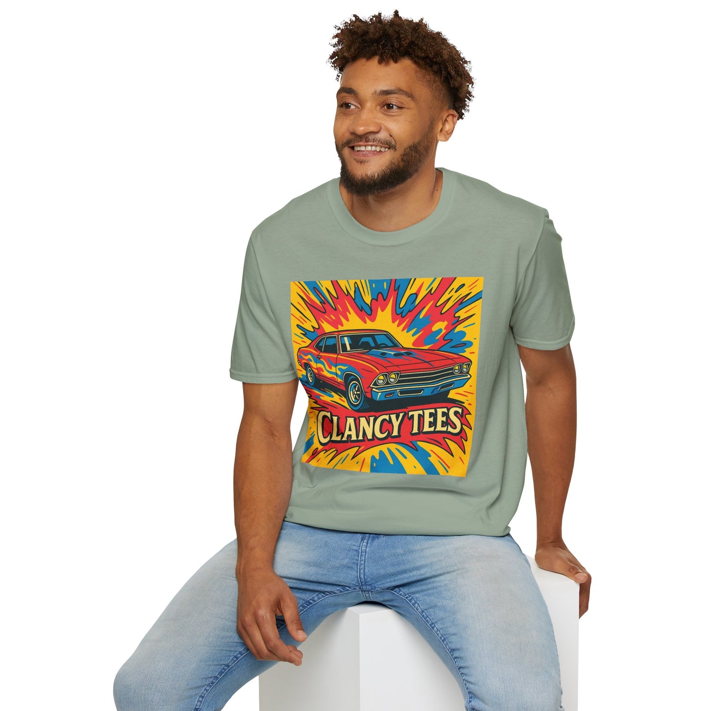 Muscle Car Graphic Tee with Retro Flames | Vintage Car Lover T-Shirt | Gift for Gearheads & Classic Ride Fans | Bold Hot Rod Shirt