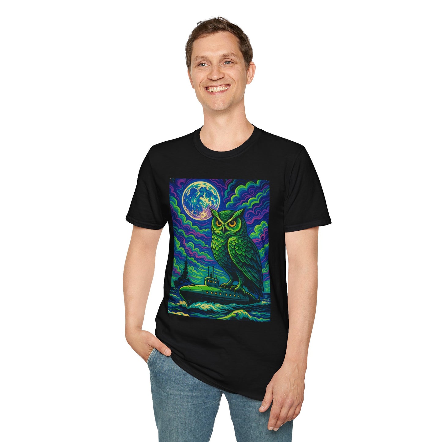 Psychedelic Owl T-Shirt – Trippy Moonlight Animal Tee – Gift for Night Owls, Nature Lovers, Surreal Art Fans & Creatures of the Cosmic Forest