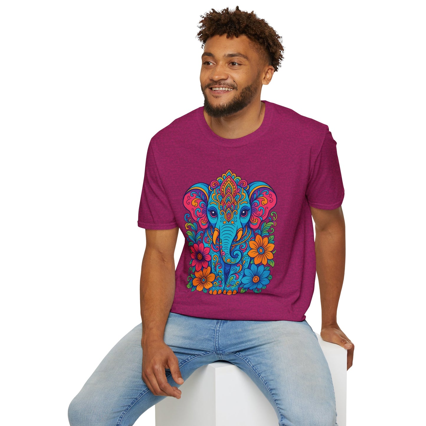 Colorful Elephant Shirt Trippy Boho Floral Art Tee Gift for Yoga Lovers Psychedelic Animal Fans and Free Spirits Who Rock Vibrant Festival Style