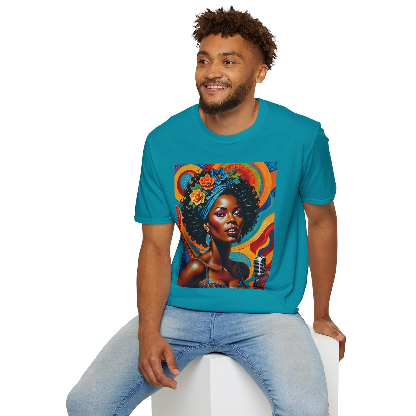 Afrofuturist Soul Singer T Shirt Cosmic Jazz Graphic Tee Retro Funk Fashion Music Artwork Top Gift for Soul Fans