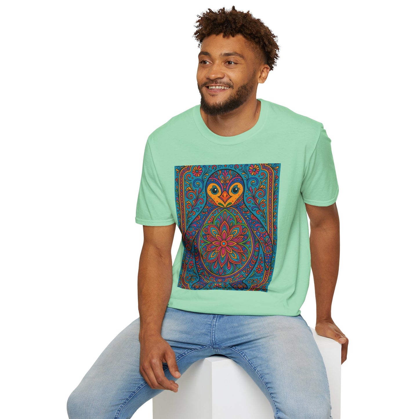 Trippy Penguin Mandala T-Shirt – Psychedelic Animal Tee – Funny Gift for Nature Lovers – Penguin Shirt for Hippies, Weirdos, and Mandala Fans
