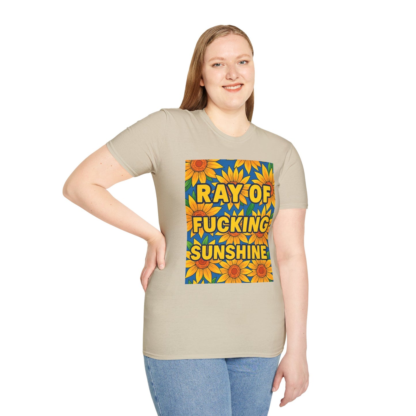 Cheerful Graphic Tee: "Ray of Fucking Sunshine" Unisex Softstyle T-Shirt | Gift for Friends, Casual Wear, Summer Vibes, Birthday Gift, [...]