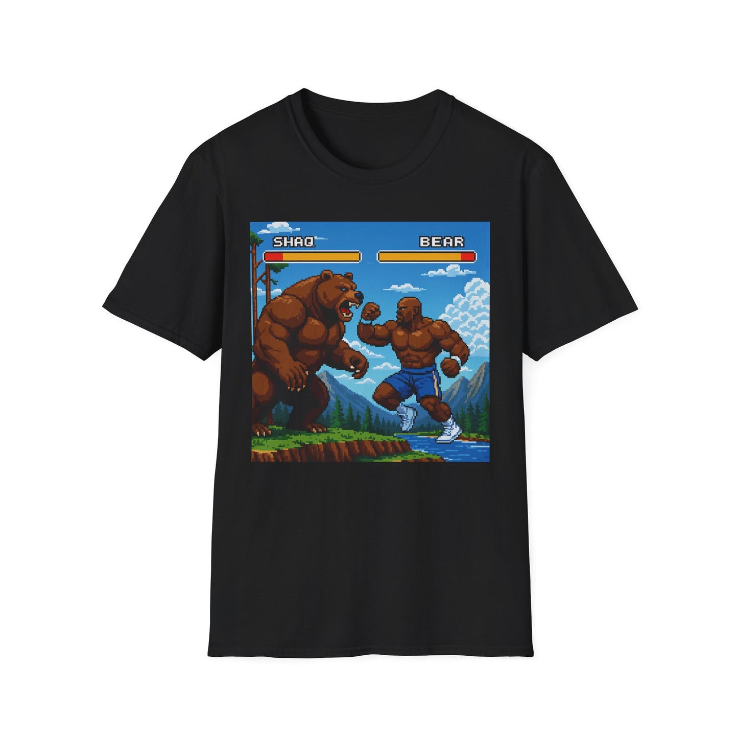 Shaq vs Bear Funny T-Shirt | Retro Arcade Fighter Tee | Gift for Gamers & 90s Kids | Weird Animal Combat Shirt
