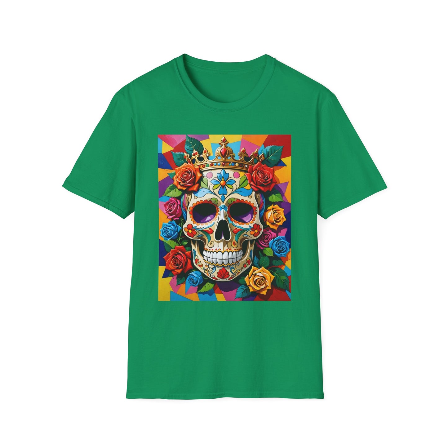 Royal Skull and Roses Shirt – Colorful Crowned Skull Tee – Gift for Halloween Fans, Tattoo Art Collectors, and Bold Fashion Enthusiasts