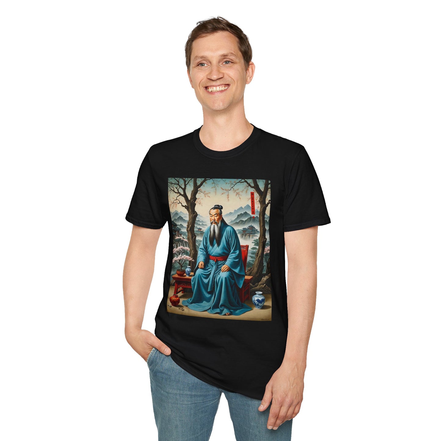 Ancient Scholar T-Shirt Eastern Wisdom Graphic Tee Traditional Art Shirt Gift for History Buffs Gift for Philosophy Fans Timeless Cultural Artwork