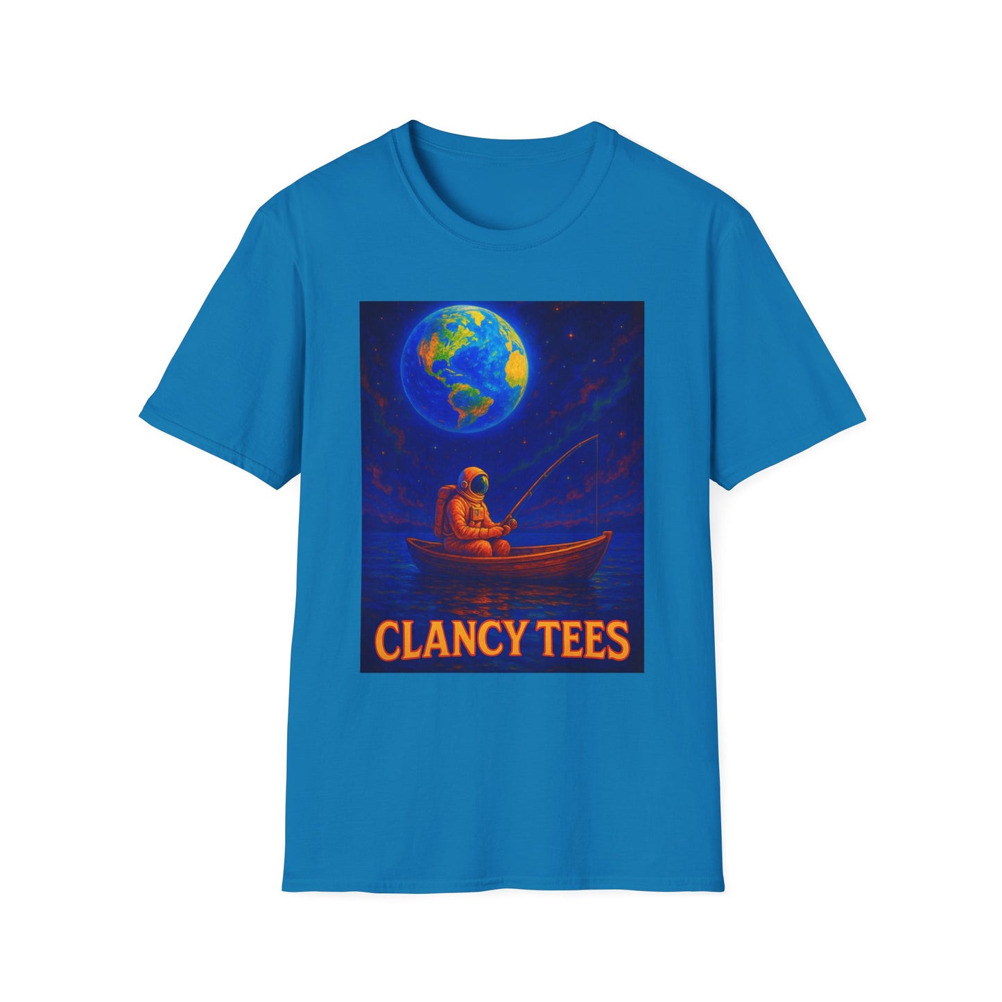 Space Fisherman Graphic T-Shirt, Chill Vibes Tee, Eco-Friendly Gift, Outdoor Enthusiast Apparel, Perfect for Holidays & Summer