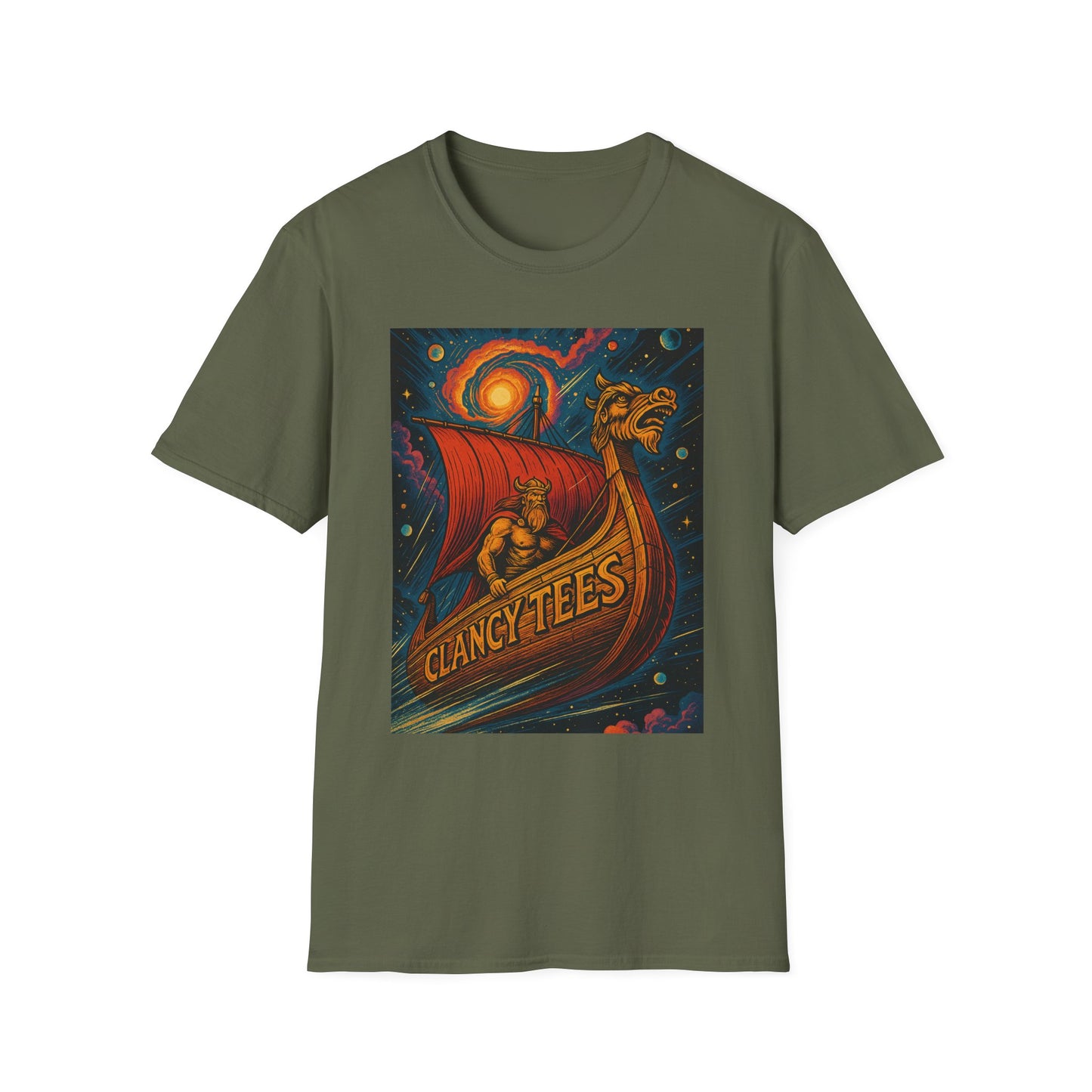 Viking Dragon Ship Shirt Norse Aesthetic Tee Mythology Graphic Gift for Fantasy Fans