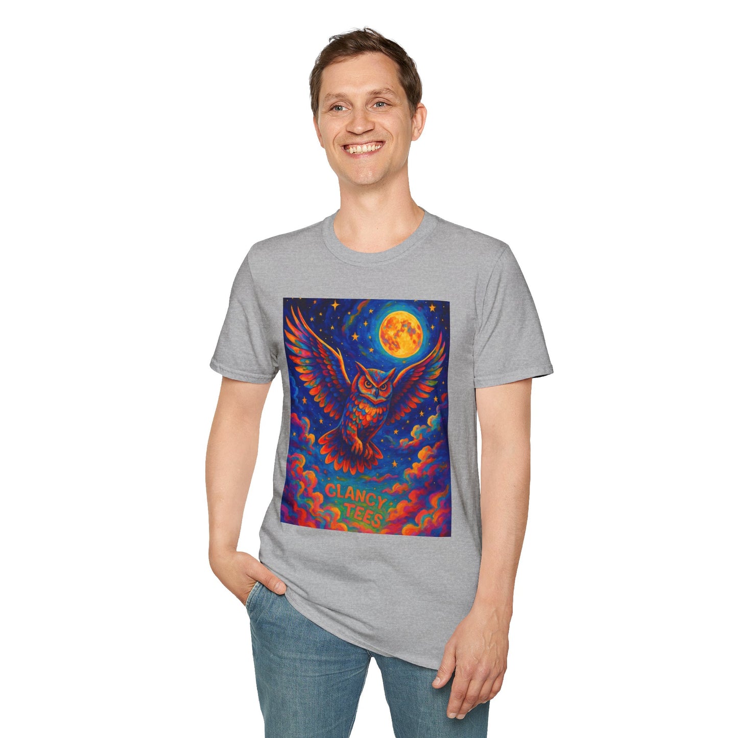 Psychedelic Owl T-Shirt Trippy Full Moon Graphic Tee | Surreal Bird Aesthetic Shirt | Gift for Dreamers and Night Owls | Bold Fantasy Art Top