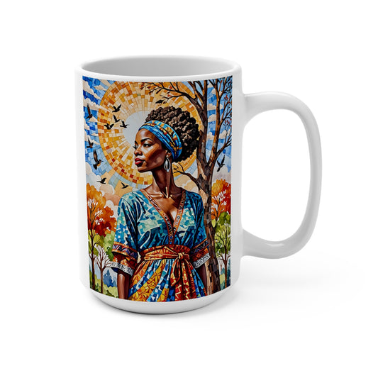 Afrocentric Queen Ceramic Mug African Art Coffee Cup Cultural Goddess Artwork Gift