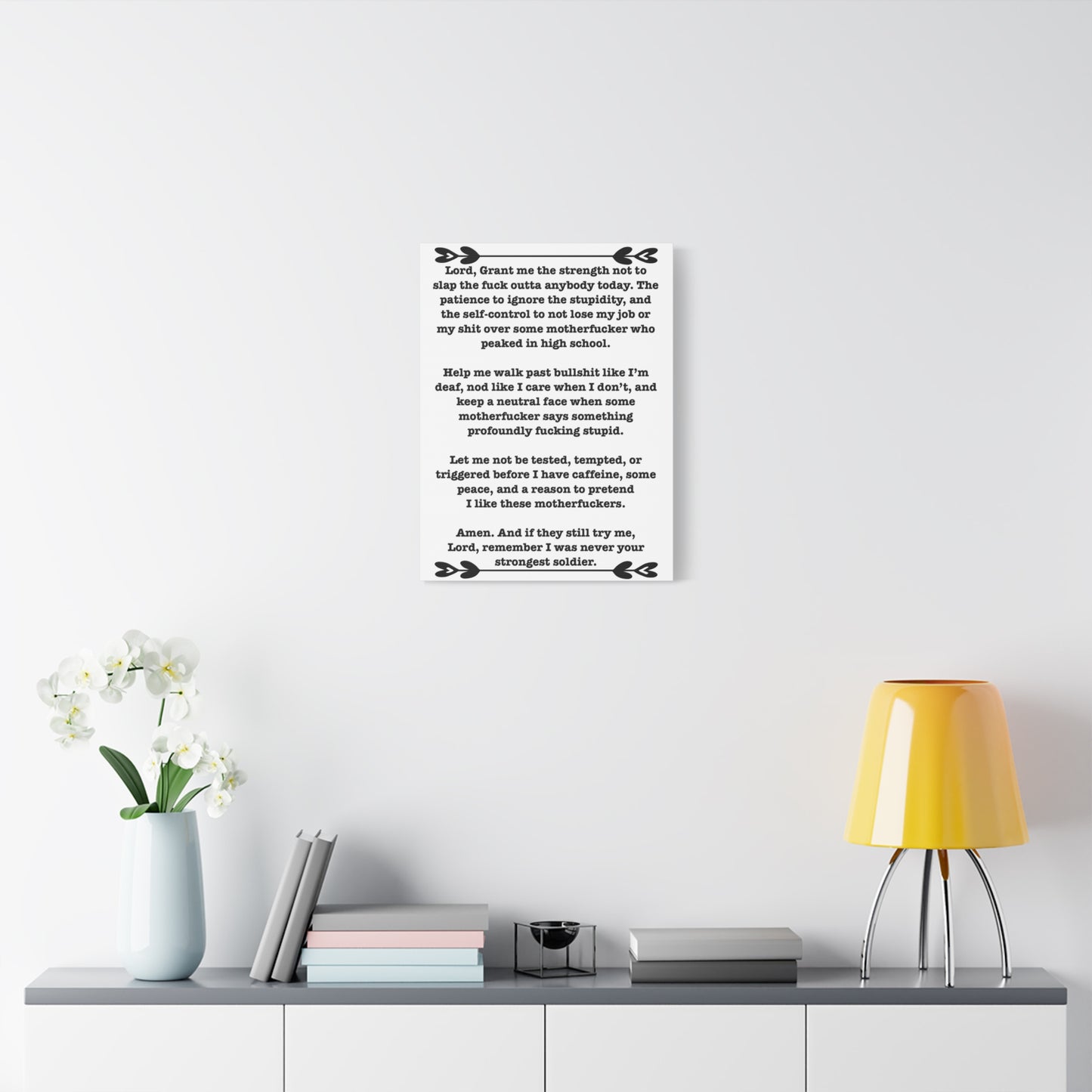ClancyTees Serenity Prayer Canvas Wall Art Funny Profane Office Decor Sarcastic Home Gift