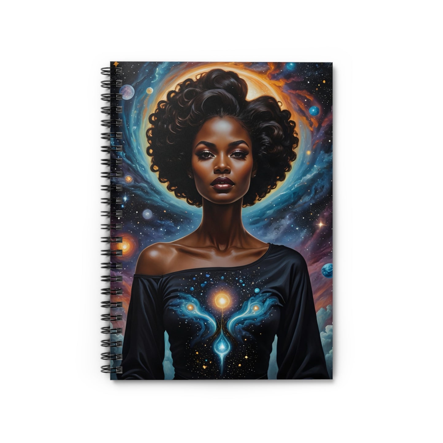 Afrofuturist Cosmic Spiral Notebook Ruled Line Journal Gift for Students Writers