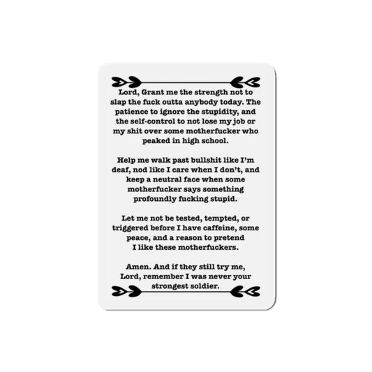 ClancyTees Serenity Prayer Die Cut Magnet Funny Profane Fridge Magnet Office Humor Gift