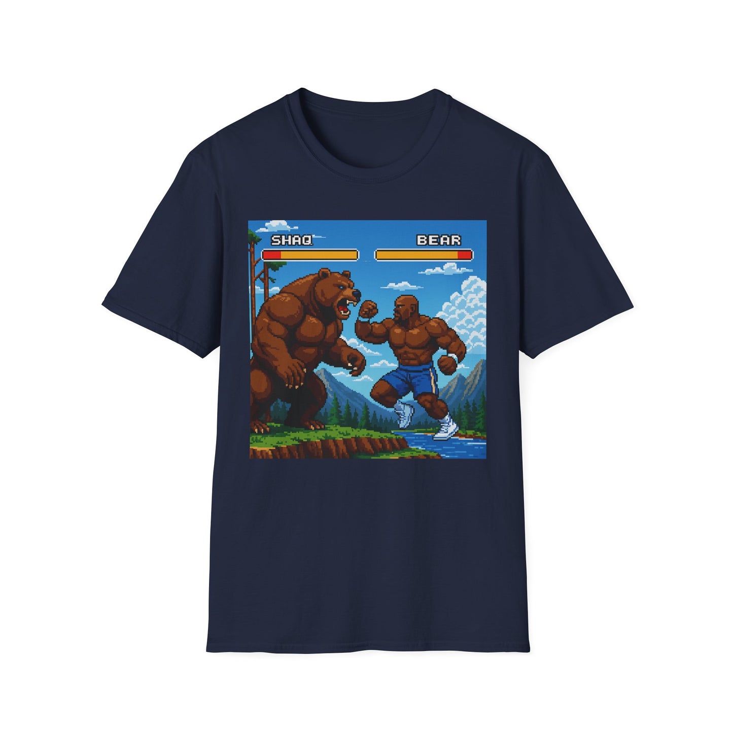 Shaq vs Bear Funny T-Shirt | Retro Arcade Fighter Tee | Gift for Gamers & 90s Kids | Weird Animal Combat Shirt