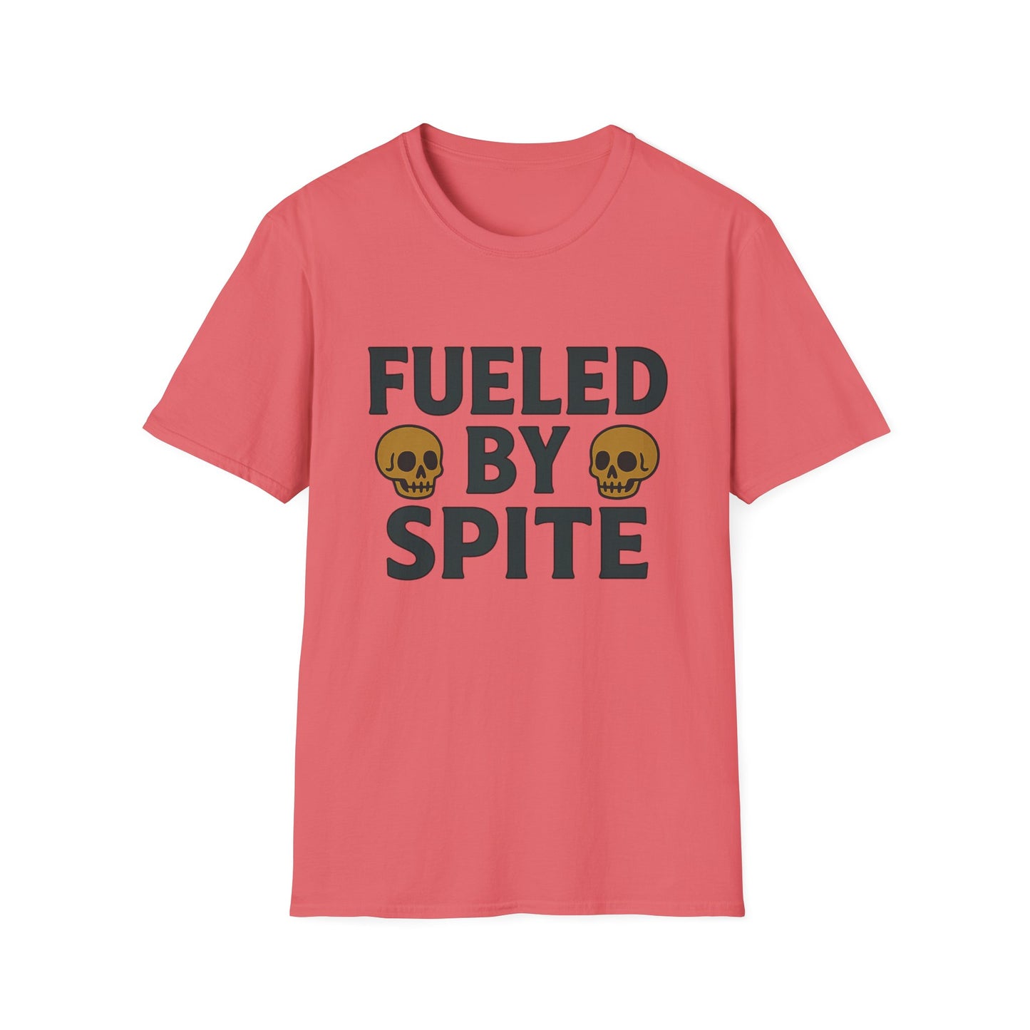 Fueled by Spite Unisex Softstyle T-Shirt, Funny Graphic Tee, Goth Aesthetic Shirt, Gifts for Spiteful Friends, Casual Wear