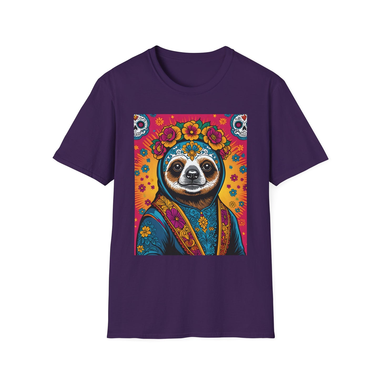 Boho Sloth T Shirt Trippy Animal Graphic Tee Colorful Festival Top Gift for Sloth Lovers