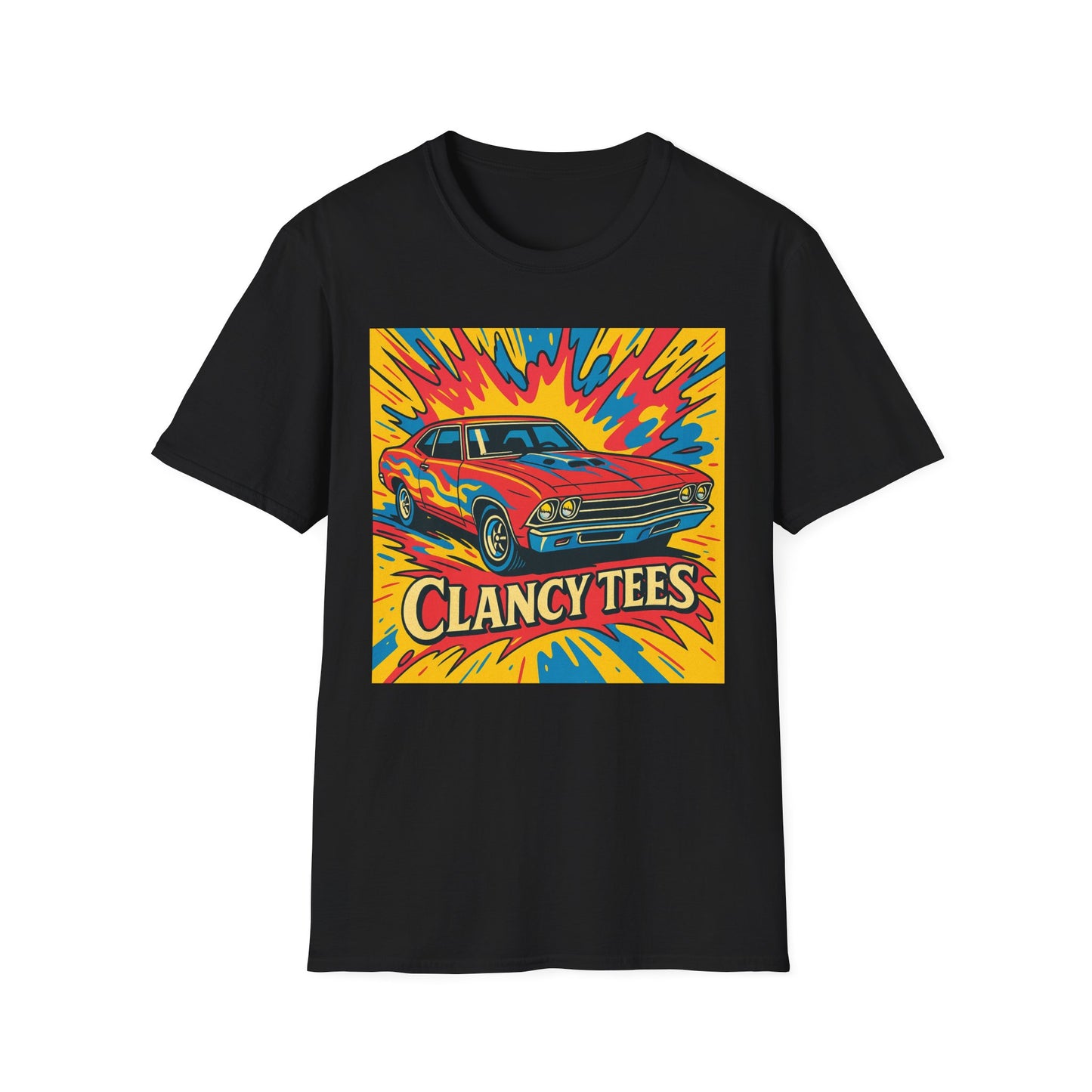 Muscle Car Graphic Tee with Retro Flames | Vintage Car Lover T-Shirt | Gift for Gearheads & Classic Ride Fans | Bold Hot Rod Shirt