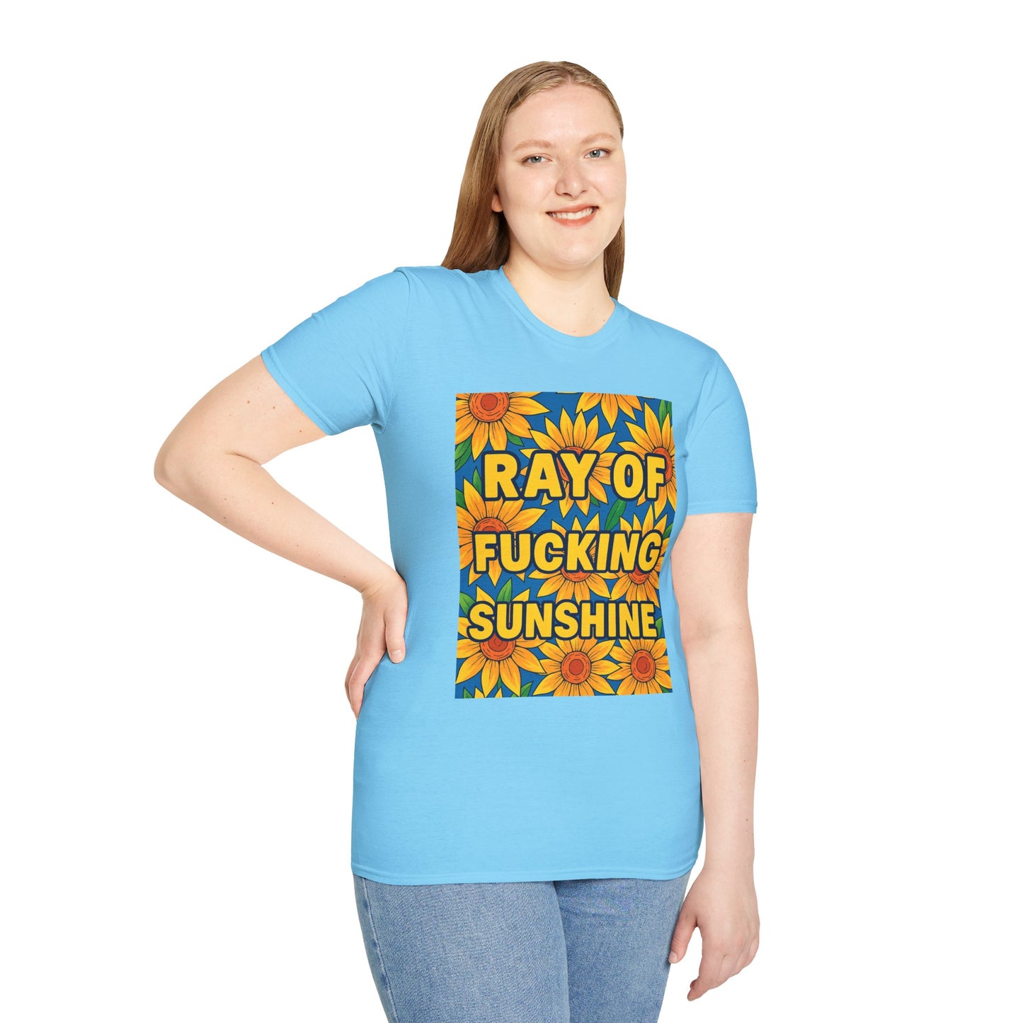 Cheerful Graphic Tee: "Ray of Fucking Sunshine" Unisex Softstyle T-Shirt | Gift for Friends, Casual Wear, Summer Vibes, Birthday Gift, [...]