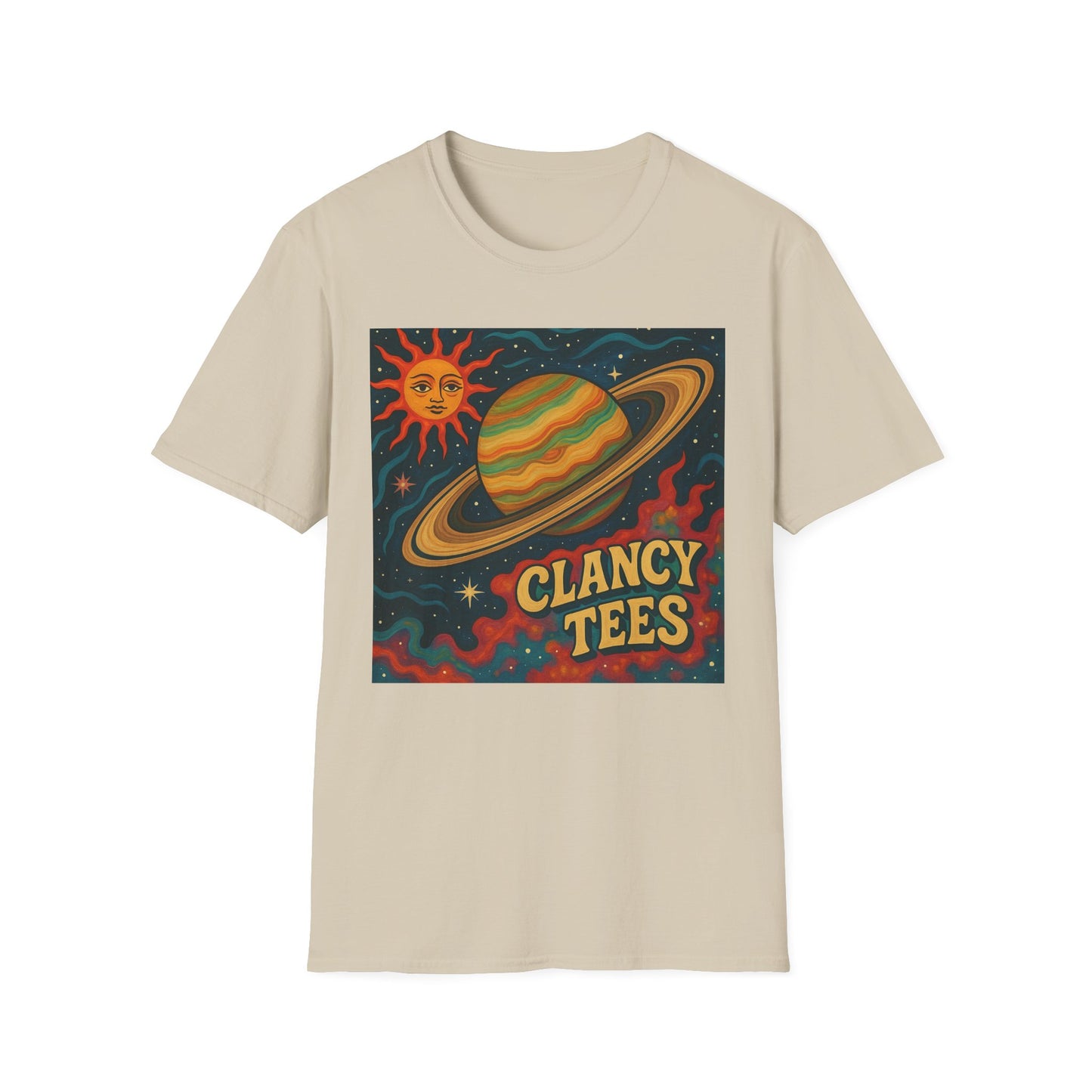 Saturn Sun Shirt – Retro Psychedelic Planet Graphic Tee with Groovy Outer Space Art – Gift for Astronomers, Daydreamers, and Cosmic Wanderers