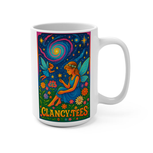 Magical Fairy Mug, 15oz Colorful Coffee Cup, Boho Gift for Nature Lovers, Whimsical Decor, Dreamy Butterfly Design