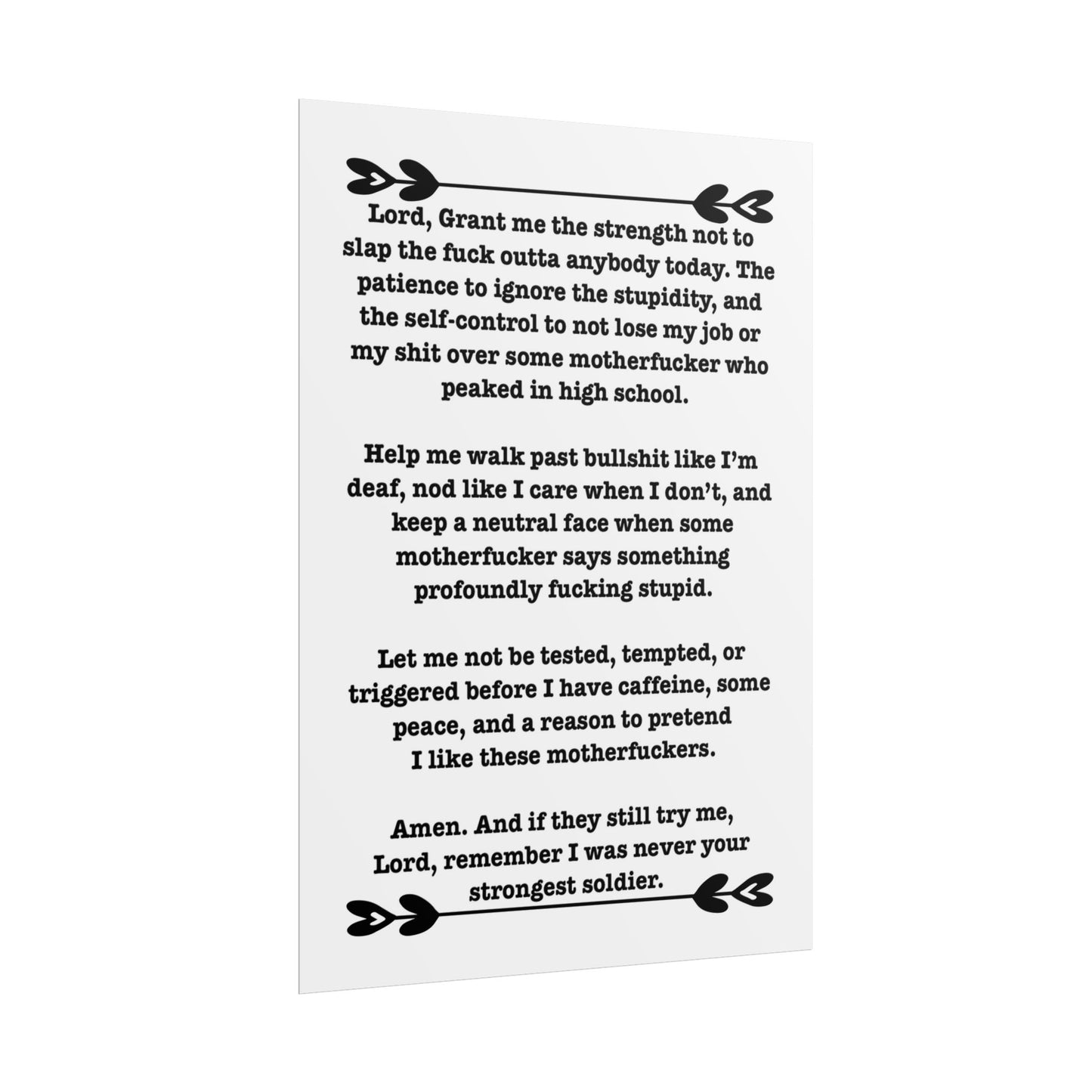 ClancyTees Serenity Prayer Poster Funny Profane Wall Art Office Humor Print Gift for Coworkers