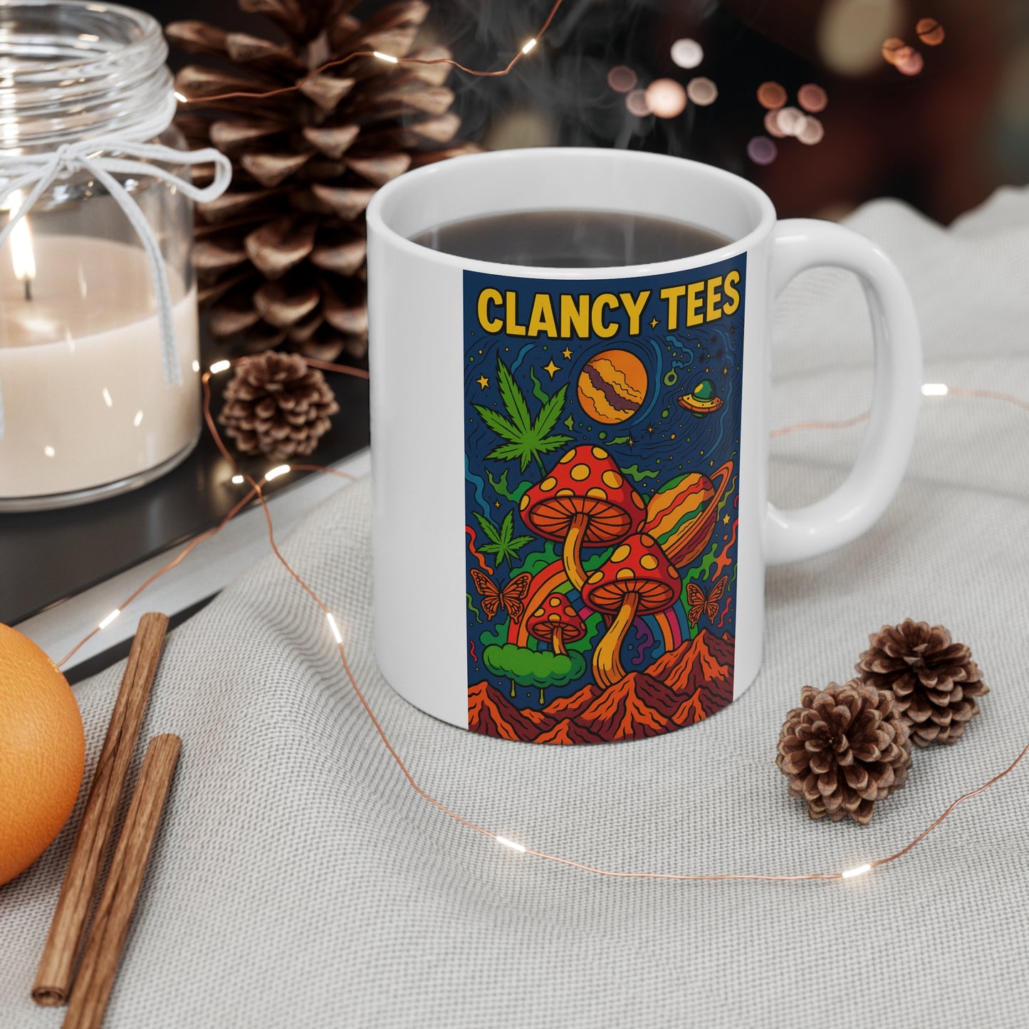 Trippy Mushroom Coffee Mug 11oz Psychedelic Space Cup Stoner Gift