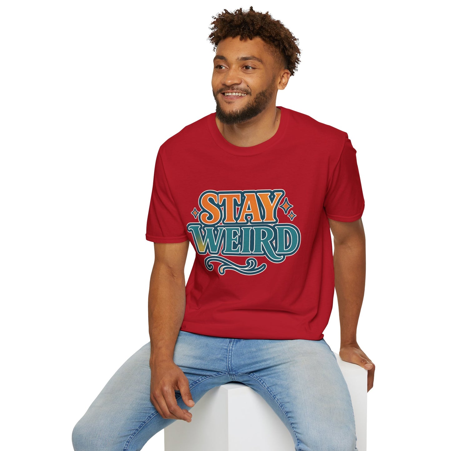 Stay Weird Unisex Softstyle T-Shirt - Fun Graphic Tee, Quirky Apparel, Gift for Friends, Casual Wear, Unique Style