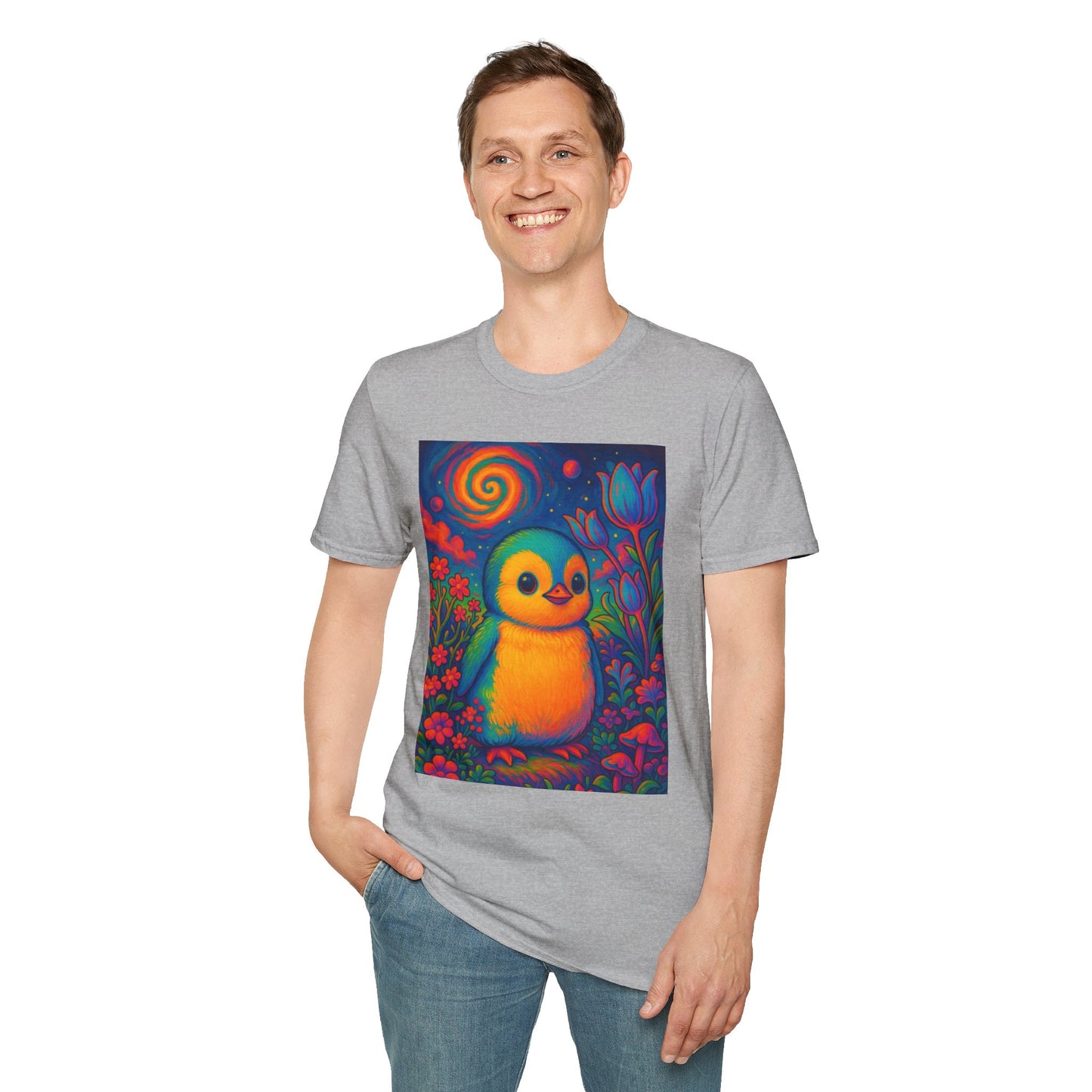 Psychedelic Baby Penguin T-Shirt – Trippy Cute Animal Tee – Gift for Penguin Lovers – Groovy Nature Shirt for Weirdos, Hippies, and Art Freaks