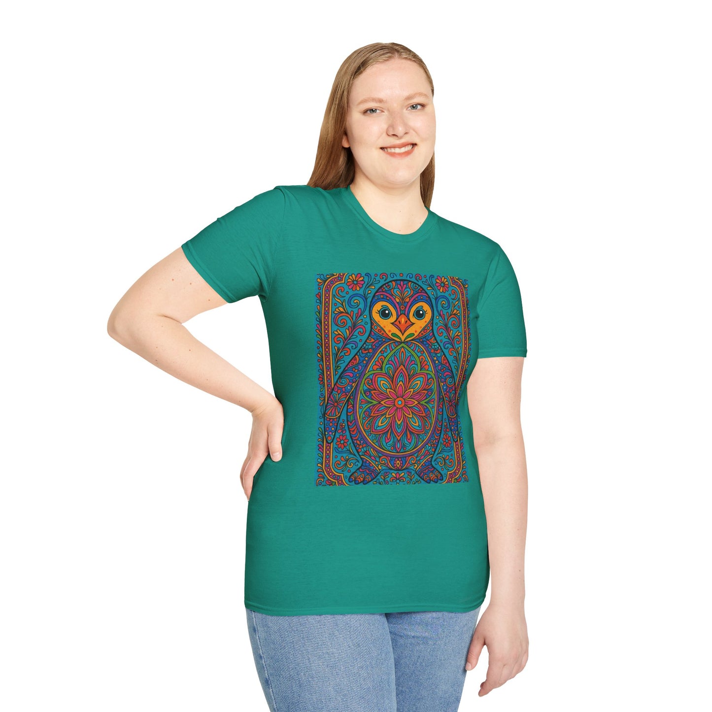 Trippy Penguin Mandala T-Shirt – Psychedelic Animal Tee – Funny Gift for Nature Lovers – Penguin Shirt for Hippies, Weirdos, and Mandala Fans