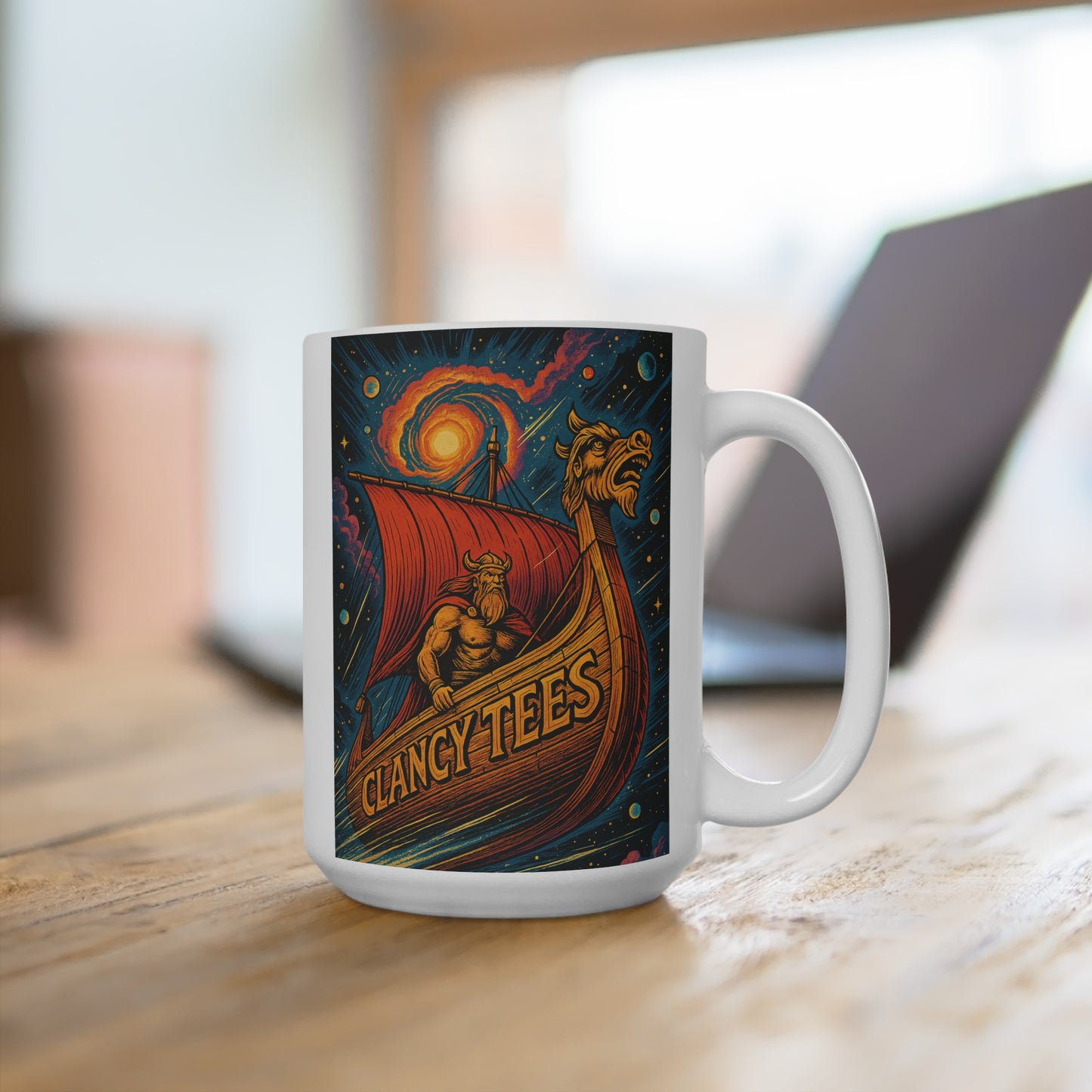 Viking Longship Mug Norse Mythology Coffee Cup Warrior Art Gift For History Fans